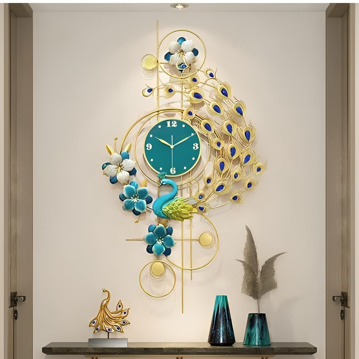 PEACOCK METAL WALL CLOCK