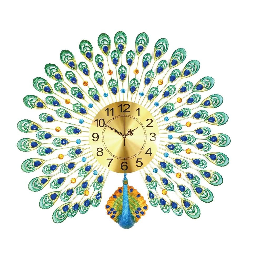 LUXURY PEACOCK METAL WALL CLOCK