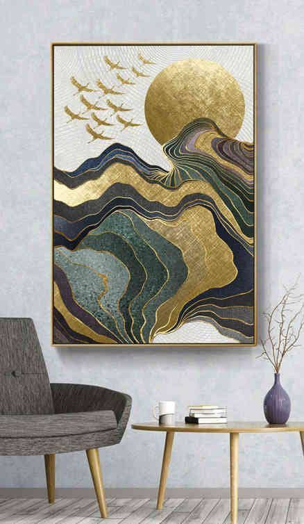 Golden Sun and Wave Sand Painting