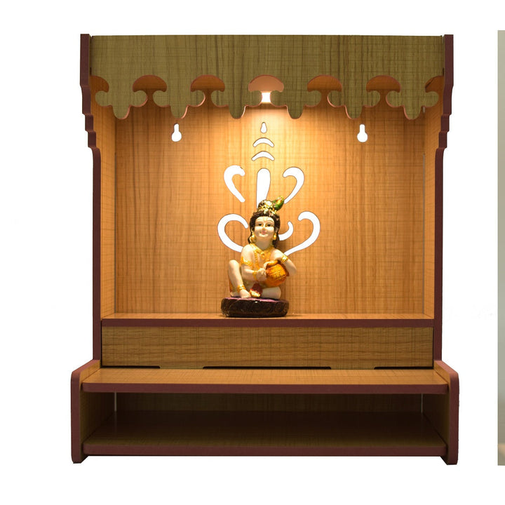 Beautiful Wooden Pooja Stand For Home, Temple For Home And Office | Puja Mandir For Home And Office Wall With Led Light