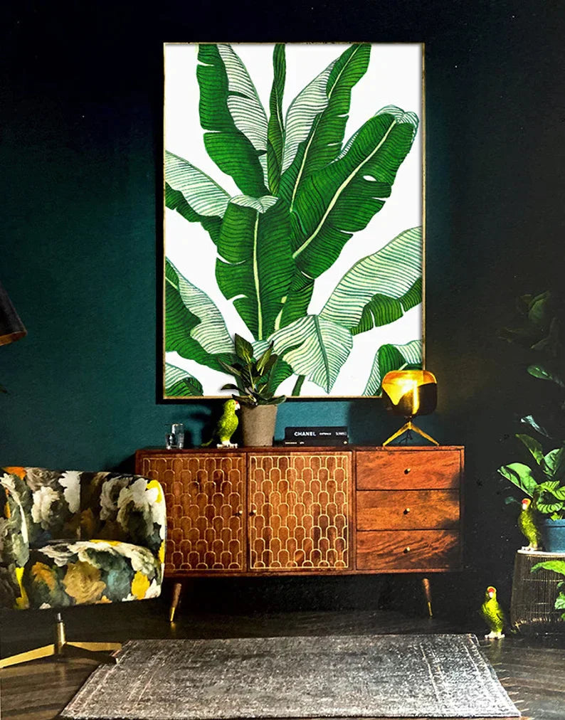 Banana Leaf Painting - Leaf Print, Palm Print Large Wall Art