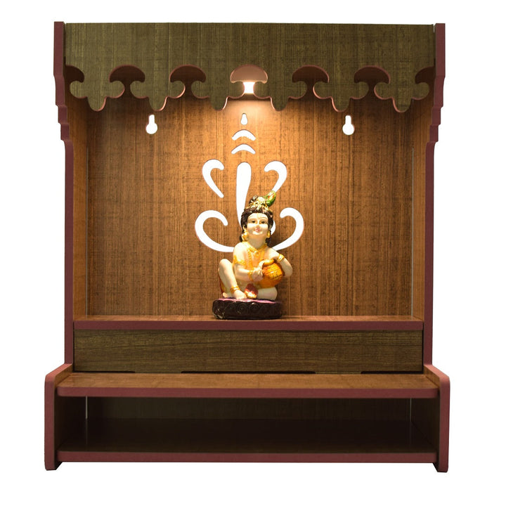 Beautiful Wooden Pooja Stand For Home, Temple For Home And Office | Puja Mandir For Home And Office Wall With Led Light